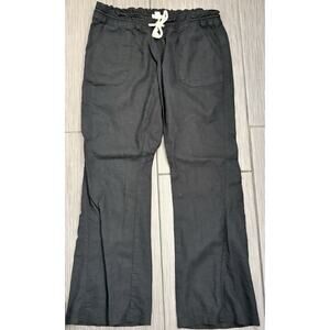 Roxy Women’s Black Linen Blend Wide Leg Pants Size XL Lightweight Breathable